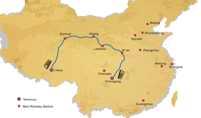 Chongqing Lhasa Train Route Map