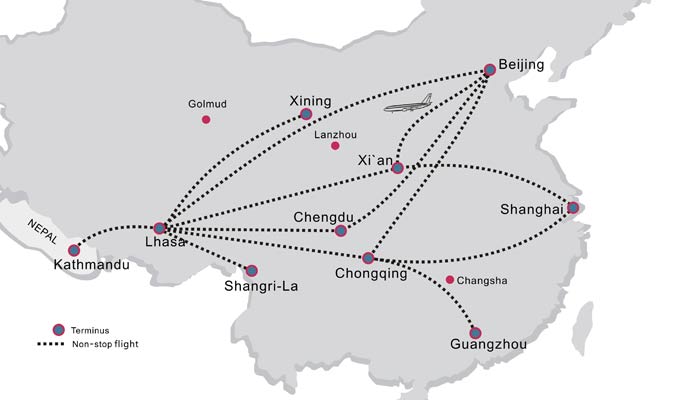 Flight to Lhasa Map