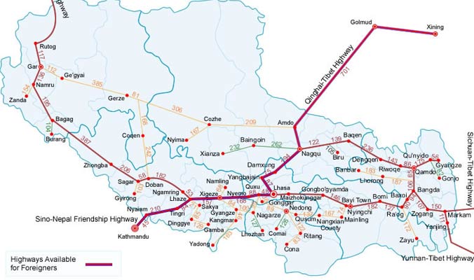 Tibet Road Map